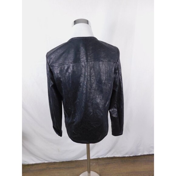 Libby Edelman Jacket Womens Small Black Faux Fur Faux Leather Front Corp Goth - Picture 7 of 13